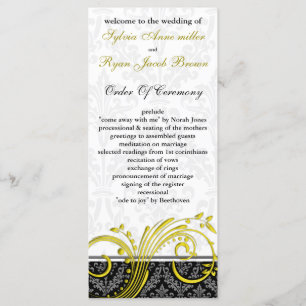 damask yellow Wedding program