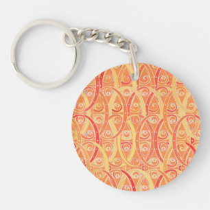 Damassé arabesque - orange doux et corail