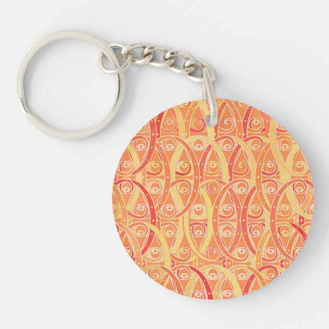 Damassé arabesque - orange doux et corail (Devant)