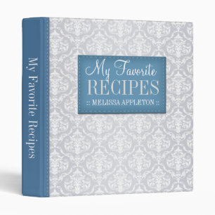 Damassé bleue et grise 1" classeur de recette