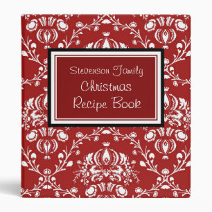 Damassé de rouge de classeur de recette de Noël de