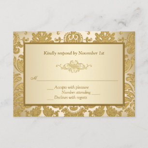 Damassé d'or, carte- de réponse d'anniversaire de