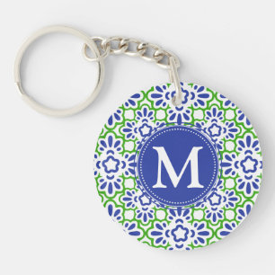 Damassé élégante d'arabesque bleue et vert