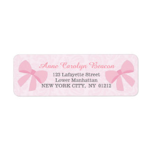 Damassé rose mignonne d'arc de ruban personnalisée
