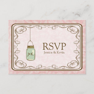 Damassé rose rustique avec le pot de maçon RSVP