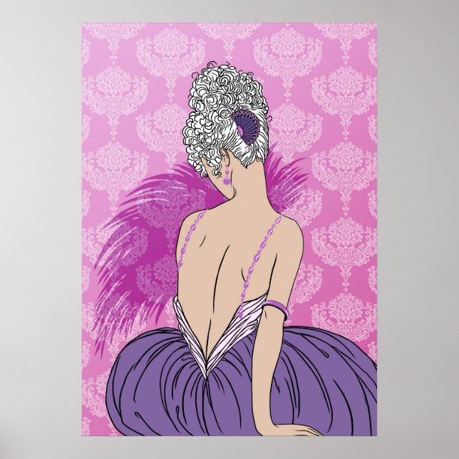 Dame Art déco avec Damas - BIANCA : Plum parisien (Devant)
