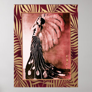 Dame Art déco vintage avec ventilateur