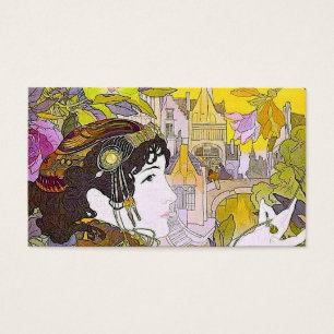 Dame Art Nouveau dans un jardin