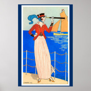 DAME AU MONOCLE ART DÉCO NAUTIQUE BEAUTÉ MODE