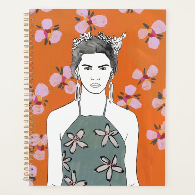 Dame aux fleurs roses - Orange (Devant)