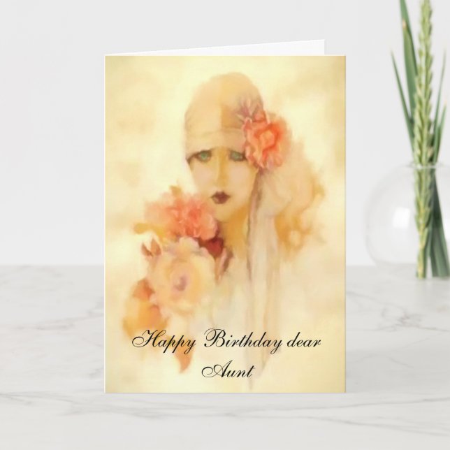 "DAME AUX YEUX VERTS" TANTE CARTE D'ANNIVERSAIRE (Devant)