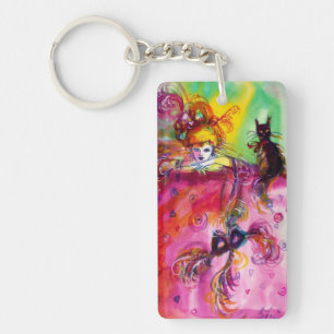 DAME AVEC CHAT NOIR, MASQUÉRADE MASK MONOGRAM