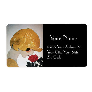 DAME AVEC ROSE ROUGE BEAUTY MODE COSTUME DESIGNER