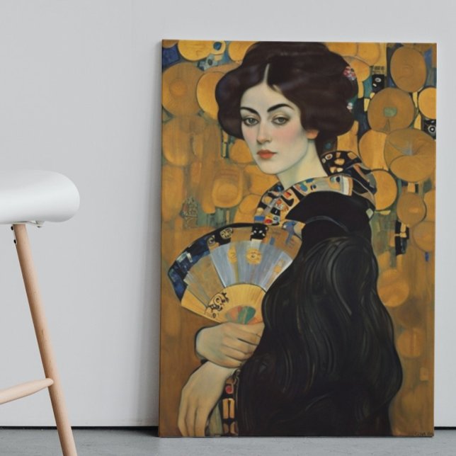 DAME AVEC UN VENTILATEUR poster murale Gustav Klim (Créateur téléchargé)