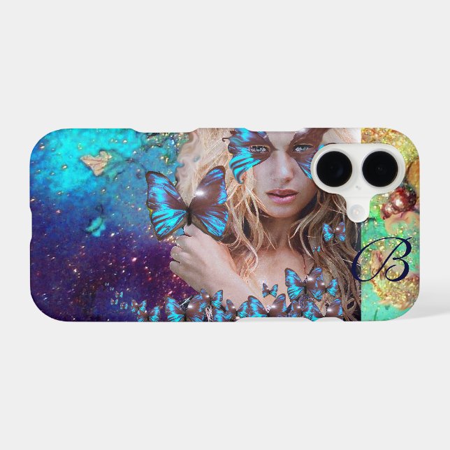 DAME BLEUE BOUTTERFLY, MONOGRAMME TURQUOISE OR SPA (Verso (Horizontal))