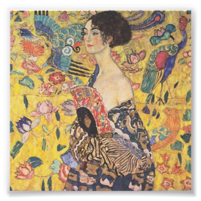 Dame Gustav Klimt Avec Impression Du Ventilateur (Devant)