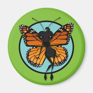 DAME MIGNONNE ROUND MAGNET DE PAPILLON DE MONARQUE