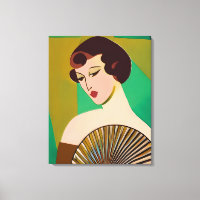 Dame moderne Art déco avec ventilateur