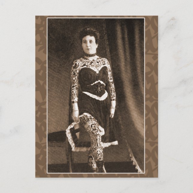 Dame tatouée sur cartes, cartes postales (Devant)