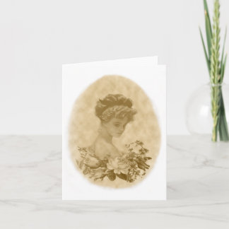 Dame victorienne avec carte de note Fleurs