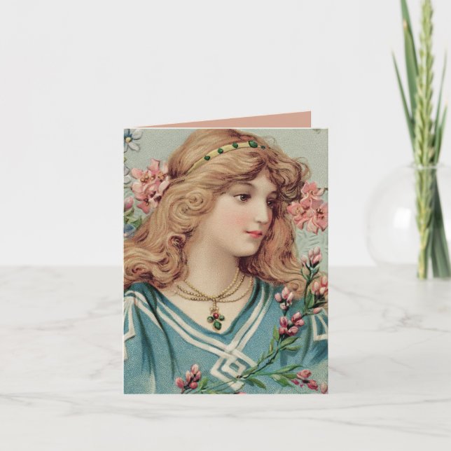 Dame victorienne avec fleurs roses dans ses cheveu (Devant)