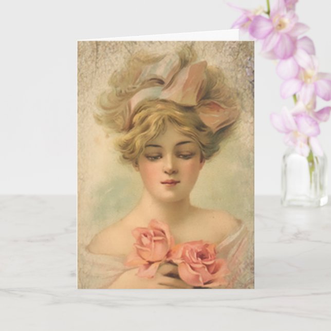 Dame Victorienne Classique Avec Carte De Voeux Ros (Orchidée)