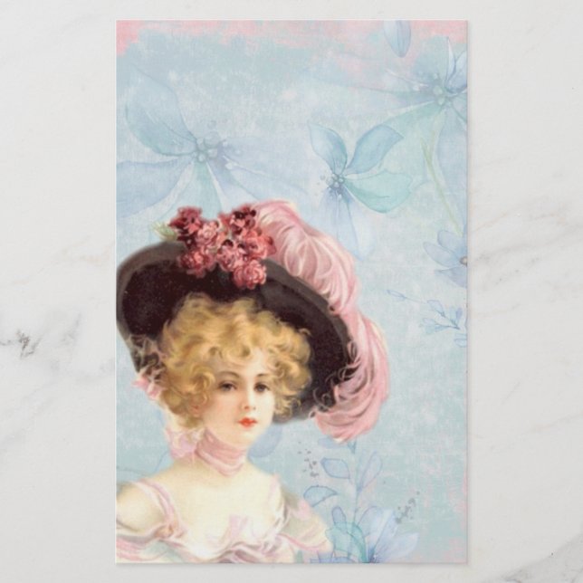 Dame victorienne dans Papeterie Casquette plumée (Devant)