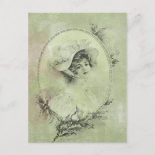 Dame victorienne en Verdigris Casquette Carte post