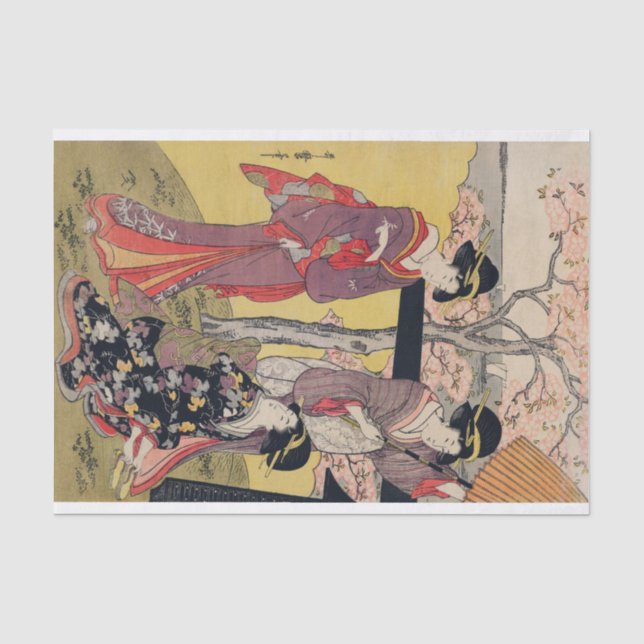 DAMES JAPONAISES AVEC le papier de soie de soie de (Recto)