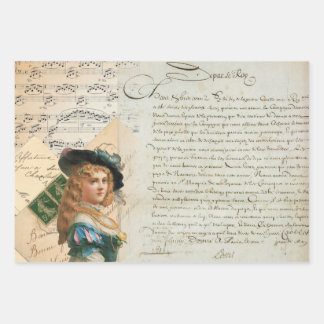 Dames médiévales enveloppant des feuilles de papie