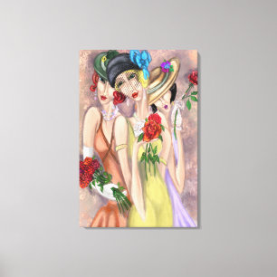 Dames Modernes avec Impression sur Toile de Roses