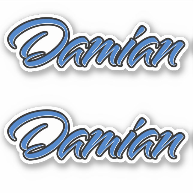 Damian name blue sticker embroiderset (Front)