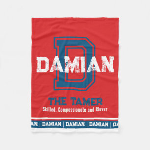 Damian name meaning sports monogram red blue  fleece blanket
