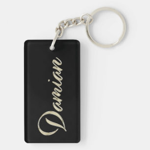 Damian Name whitegold key trailer Keychain