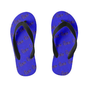 Damien Name Logo On Hot Blue Mosaic, Kid's Flip Flops