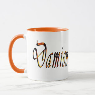 Damien Nom Logo, Orange Combo Café Mug