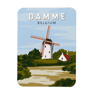 Damme Belgium Retro Travel Art Vintage  Magnet