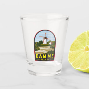 Damme Belgium Retro Travel Art Vintage Shot Glass