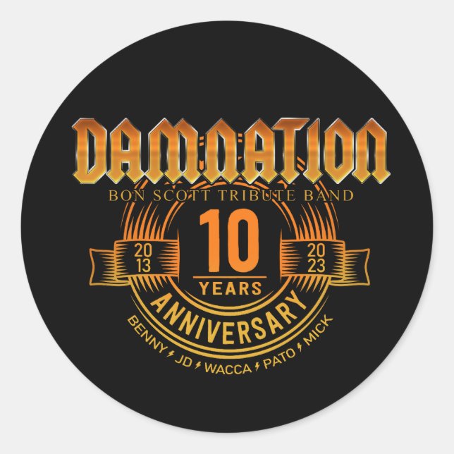 DAMNATION 10 Year Anniversary Classic Round Sticker (Front)