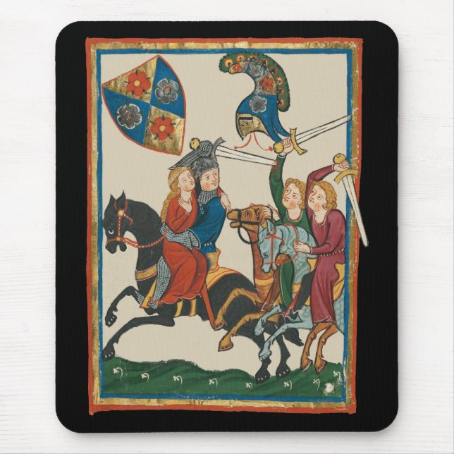 Damsel In Distress, 14th Century Medieval Art Mouse Pad (Front)