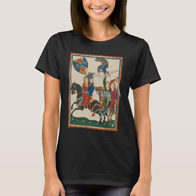 Damsel In Distress, 14th Century Medieval Art T-Shirt (Front)