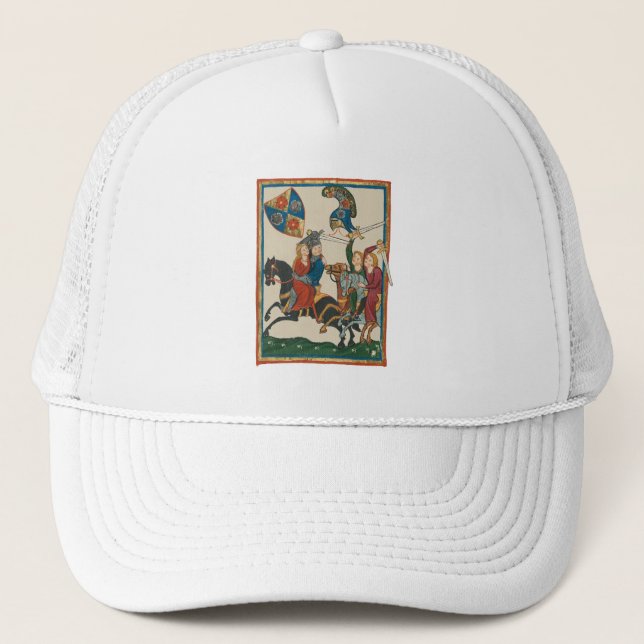 Damsel In Distress, 14th Century Medieval Art Trucker Hat (Front)