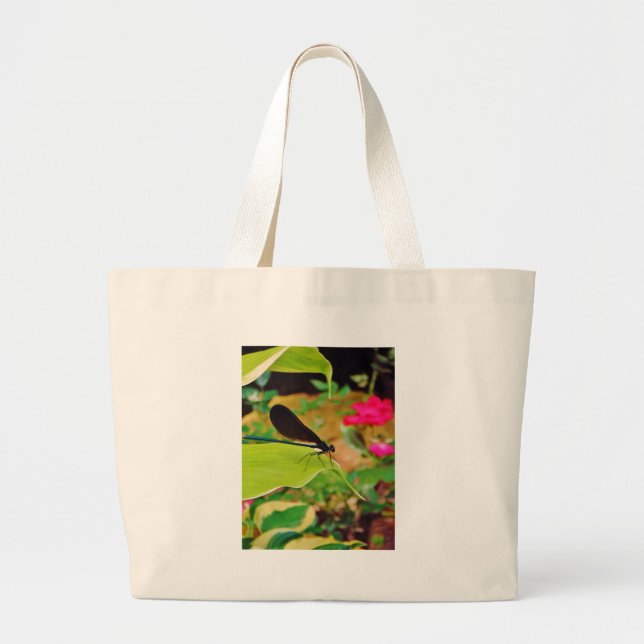 Damselfly and Rose Large Tote Bag (Front)