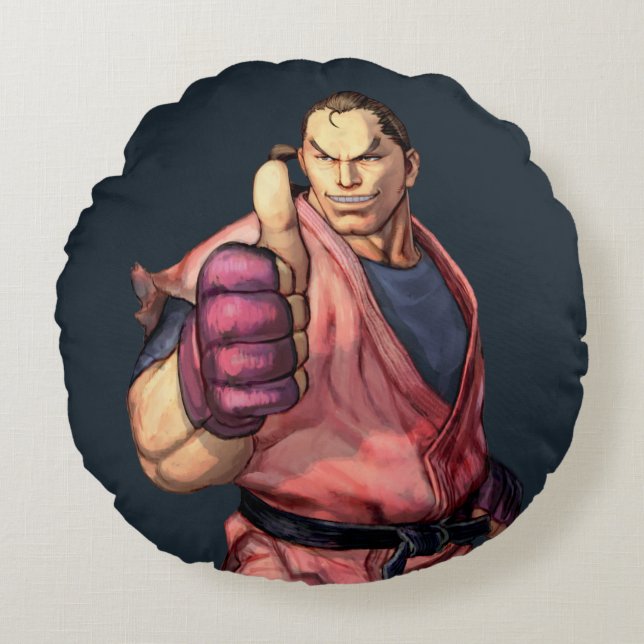 Dan With Thumb Up Round Pillow (Front)