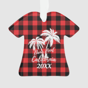 Dana Point California Palm Tree Plaid Personalized Ornament