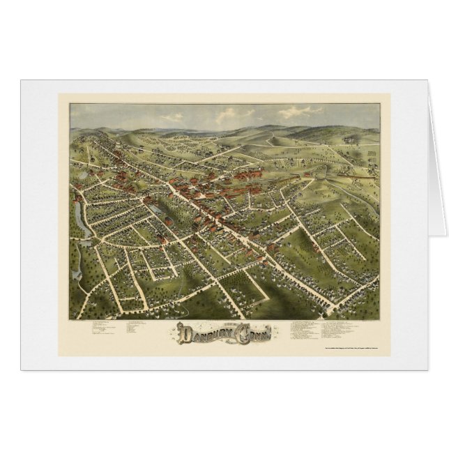 DANBURY, carte panoramique de CT - 1875 (Devant horizontal)