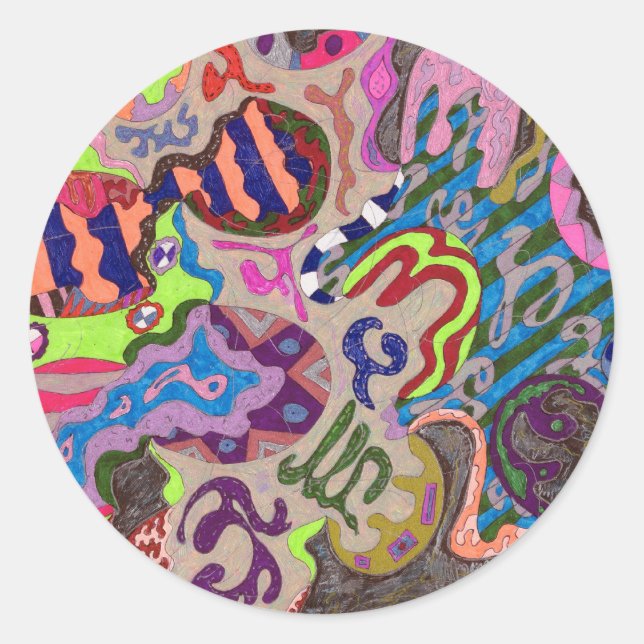 "Dance" Abstract Classic Round Sticker (Front)