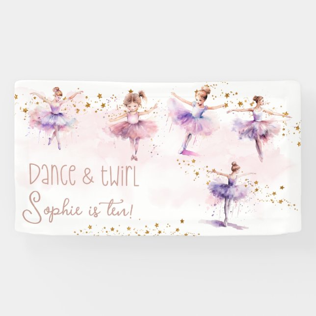 Dance and twirl ballerina birthday banner (Horizontal)