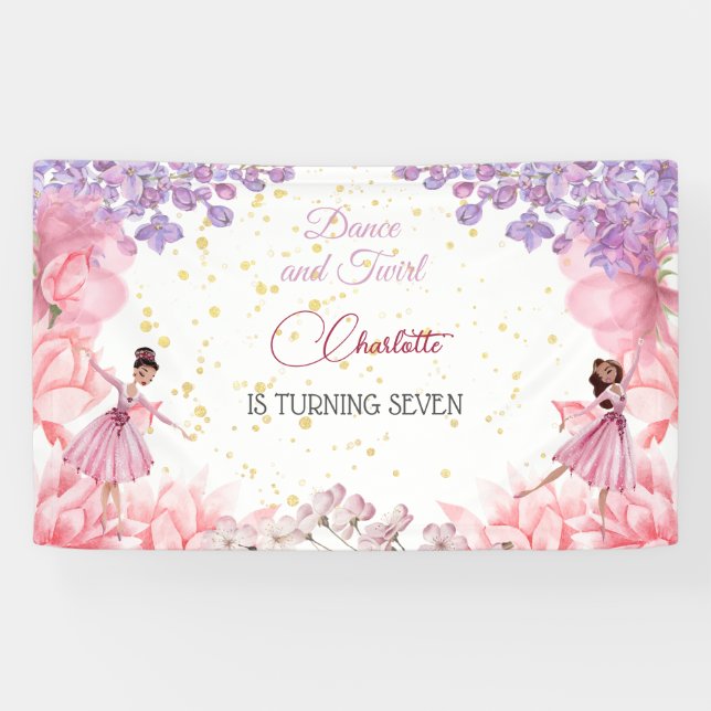 Dance and twirl ballerina birthday banner (Horizontal)