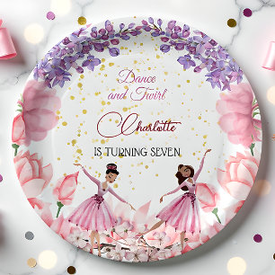 Dance and twirl ballerina birthday paper plate